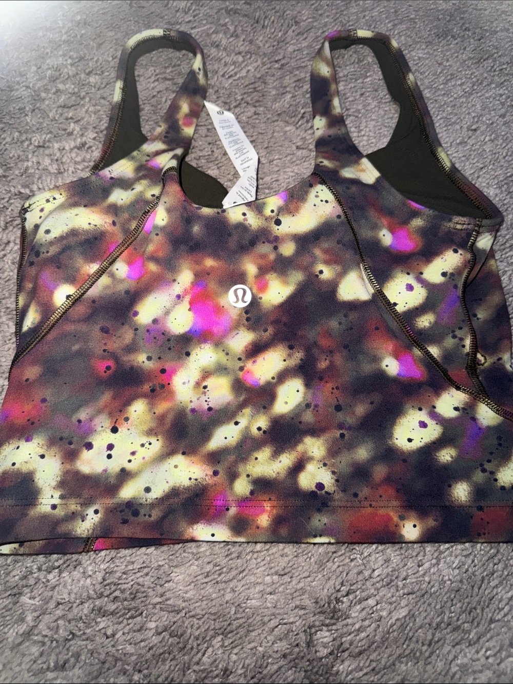 lululemon athletica Multicolor Abstract Print Racerback Bodysuit Top